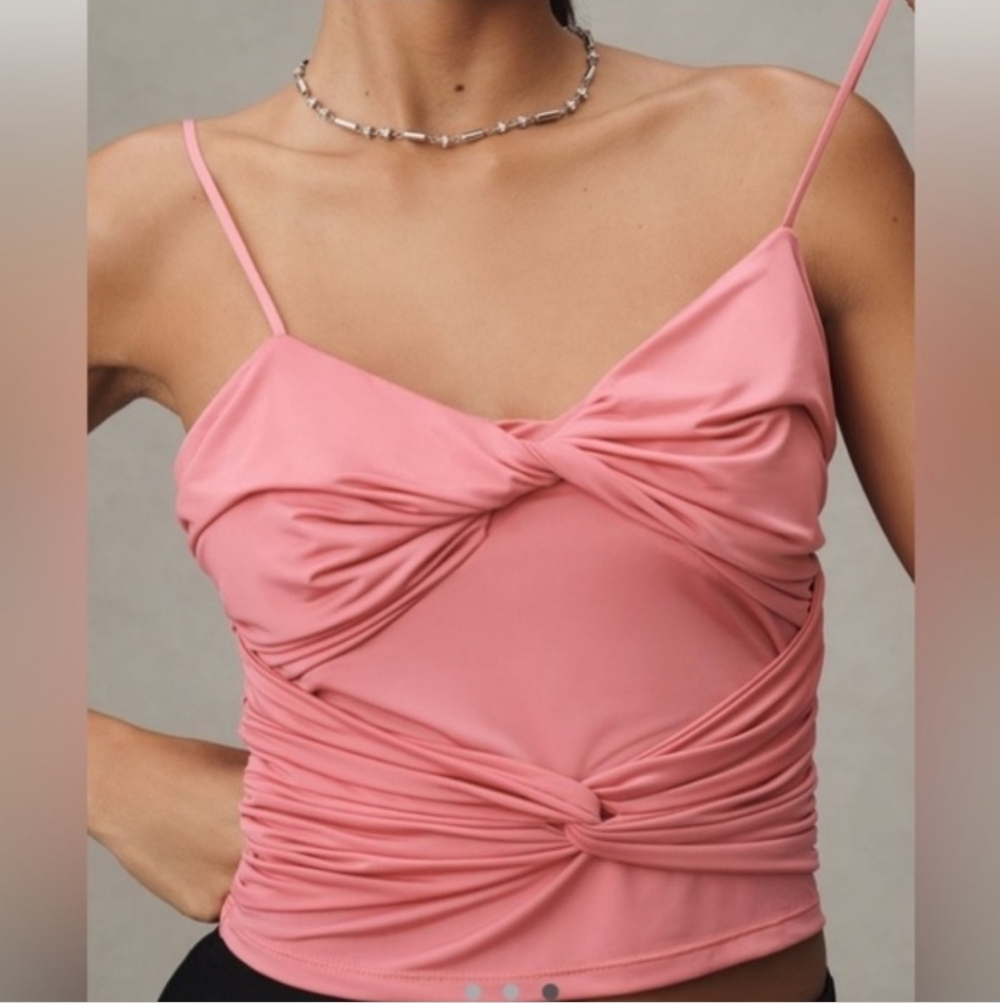 Anthropologie Sunday in Brooklyn Pink Twist Front Tank Top Size M MSRP $58 NWT